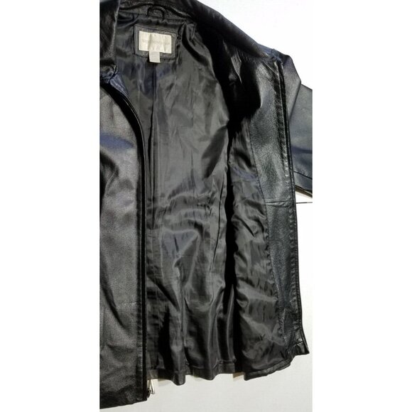 Worthington Full Zip Black 100% Leather Jacket Lined Pockets RN 93677 Women's XL - Picture 5 of 16